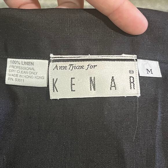 Ann‎ Tjian for Kenar Vintage Linen Black Tank Blouse Size Medium - Picture 5 of 6